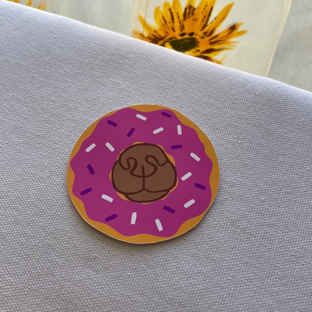pink donut dog nose sticker